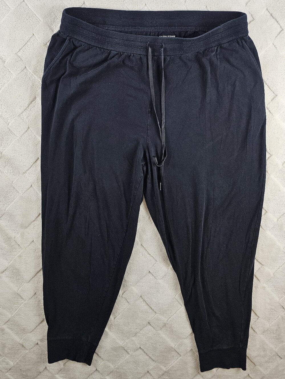 Eileen Fisher Black Relaxed Drawstring Jogger Pants Womens Extra Large Cozy